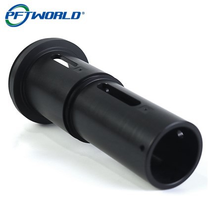 더블 엔드 플랜지 인터페이스 중공 디자인 CNC 가공 알루미늄 부품 검은 산화 산업 파이프 라인 연결 구성 요소